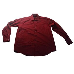 Claiborne Wrinkle Free Mens Dress Shirt Red 15.5 34/35 Medium Button Down Cotton